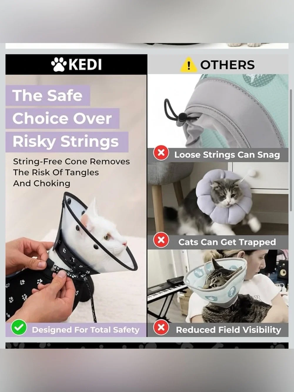 Cat Recovery Cone Kit Post Surgical Soft Pet Vest, Collar, and Non-Irritating Pr